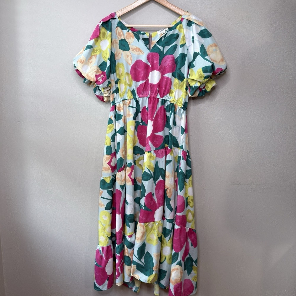 Umgee L Maxi Dress Floral Tropical Resort Vacation Sundress Beachy Peasant Boho - Picture 2 of 12